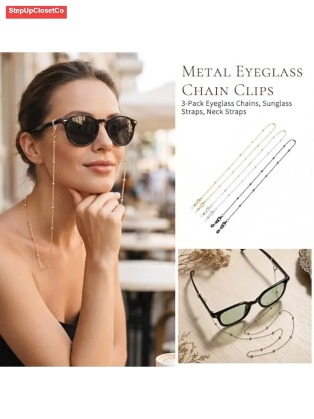 Vintage Beaded Glasses Chain for Women, 3 Pack Eyeglass Necklace Holder Strap